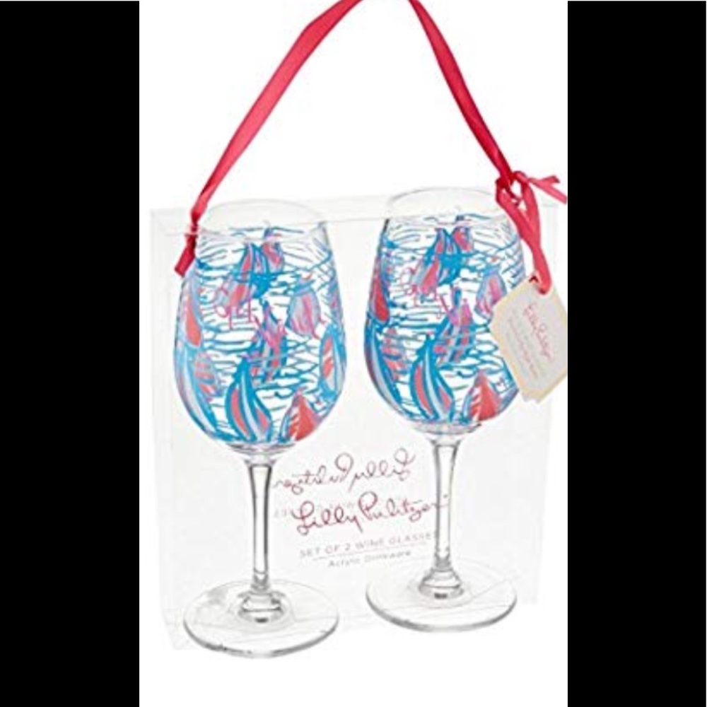 Lilly Pulitzer new set of acrylic wine glasses